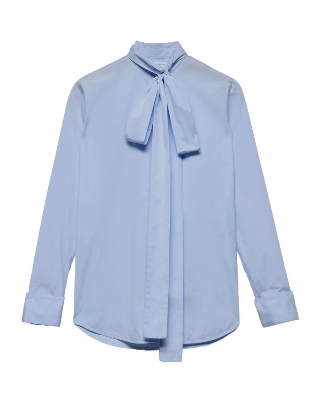 7 For All Mankind Blue Bow-Collar Long-Sleeve Shirt