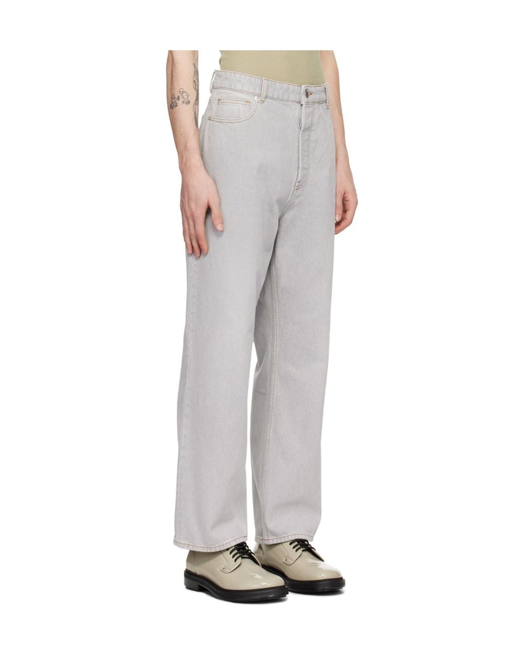 AMI Gray Ami Straight-Leg Jeans for men