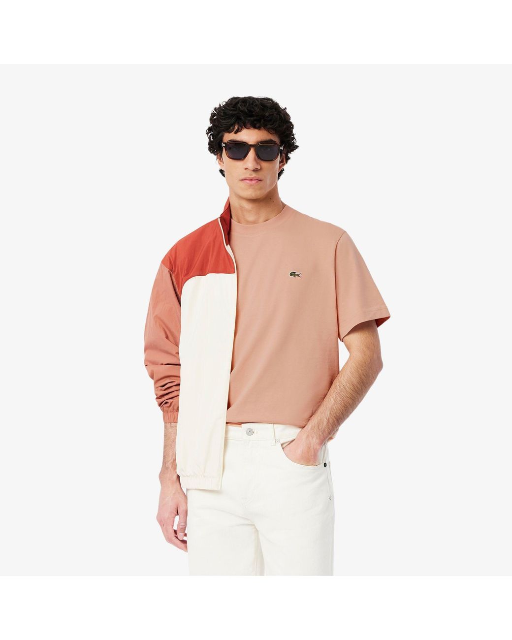 Lacoste Pink Crewneck Casual Shortsleeve Top for men