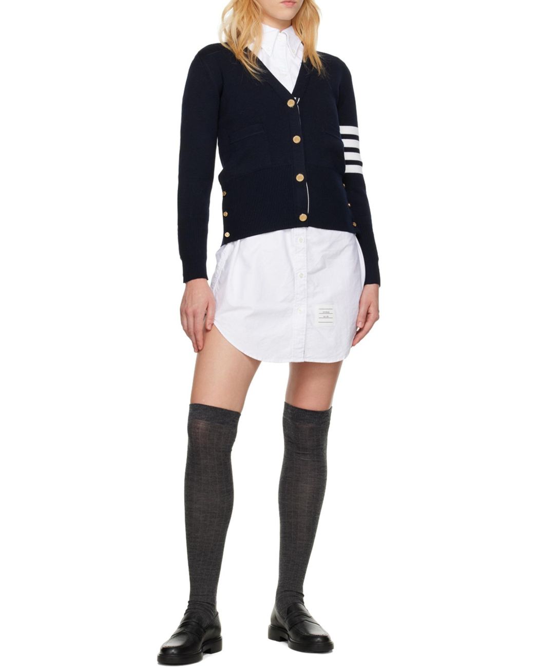 Thom Browne Black 4-Bar V-Neck Cardigan