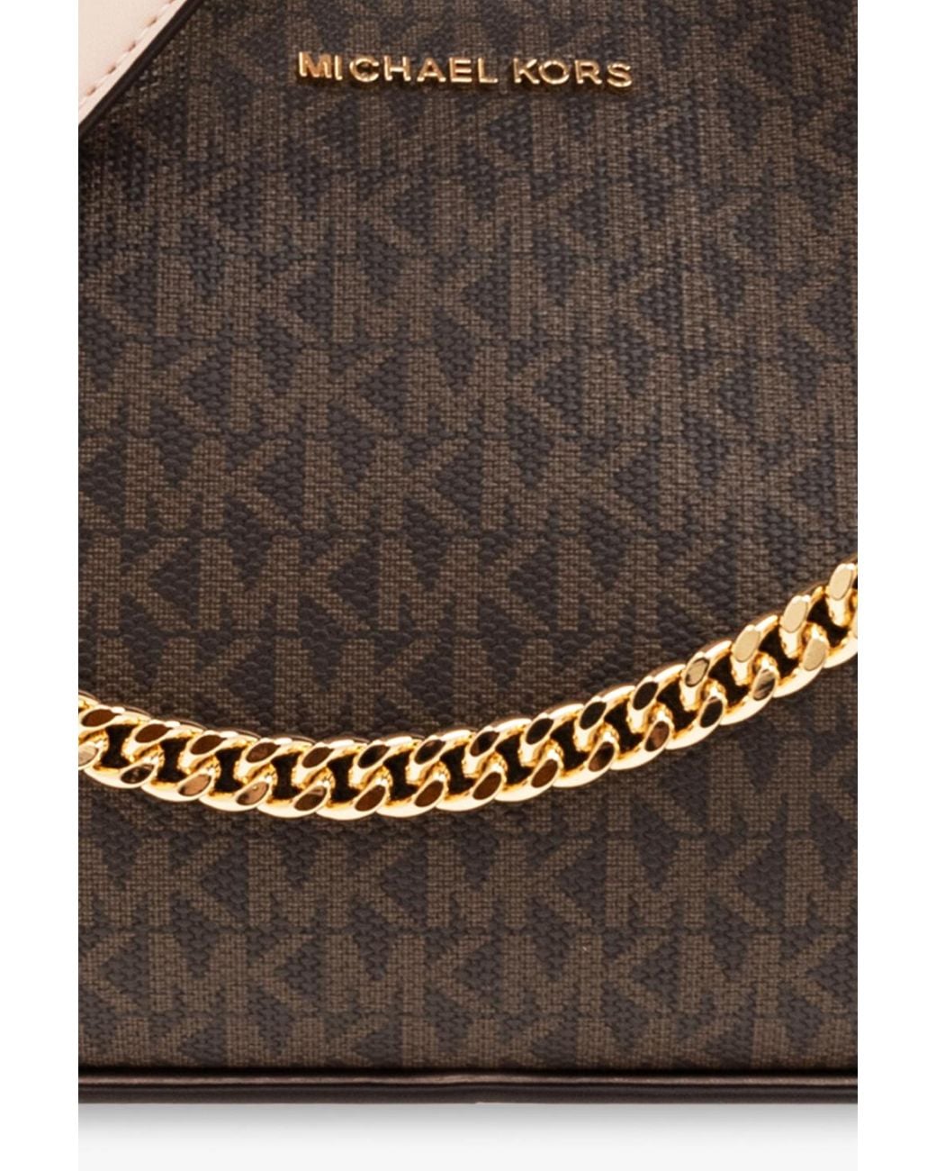 Michael Kors Brown Monogram-Pattern Satchel Bag