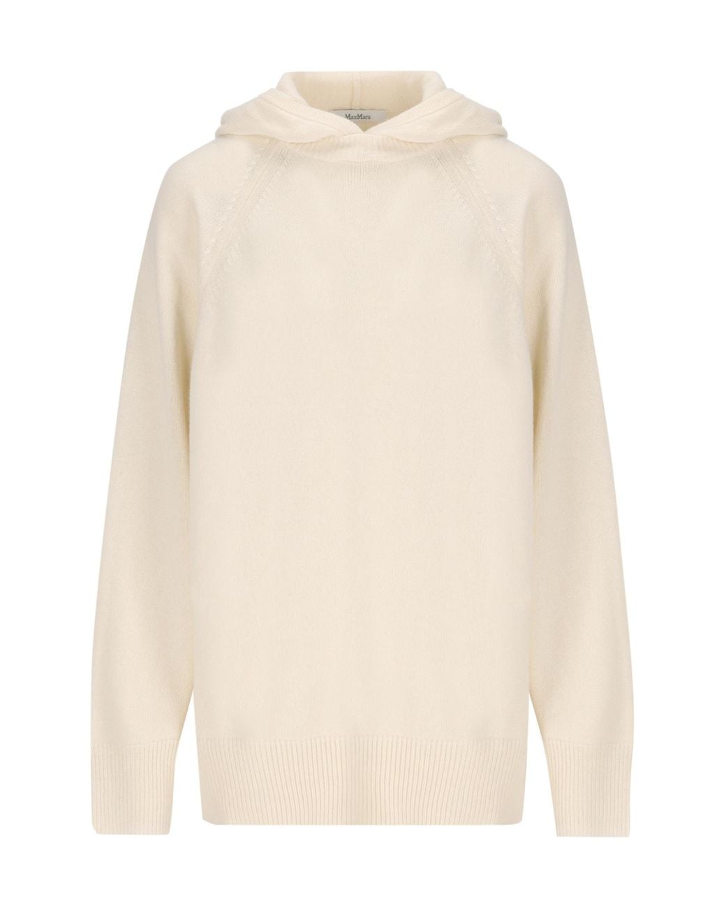 Max Mara White Mxmefebo Long Sleeved Knitted Hoodie