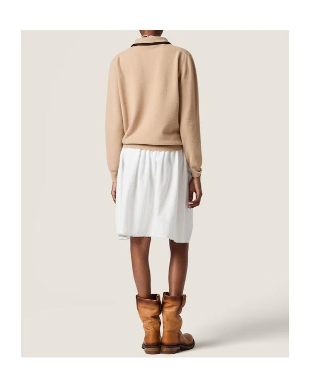 Miu Miu Natural Wool And Cashmere Polo Sweater