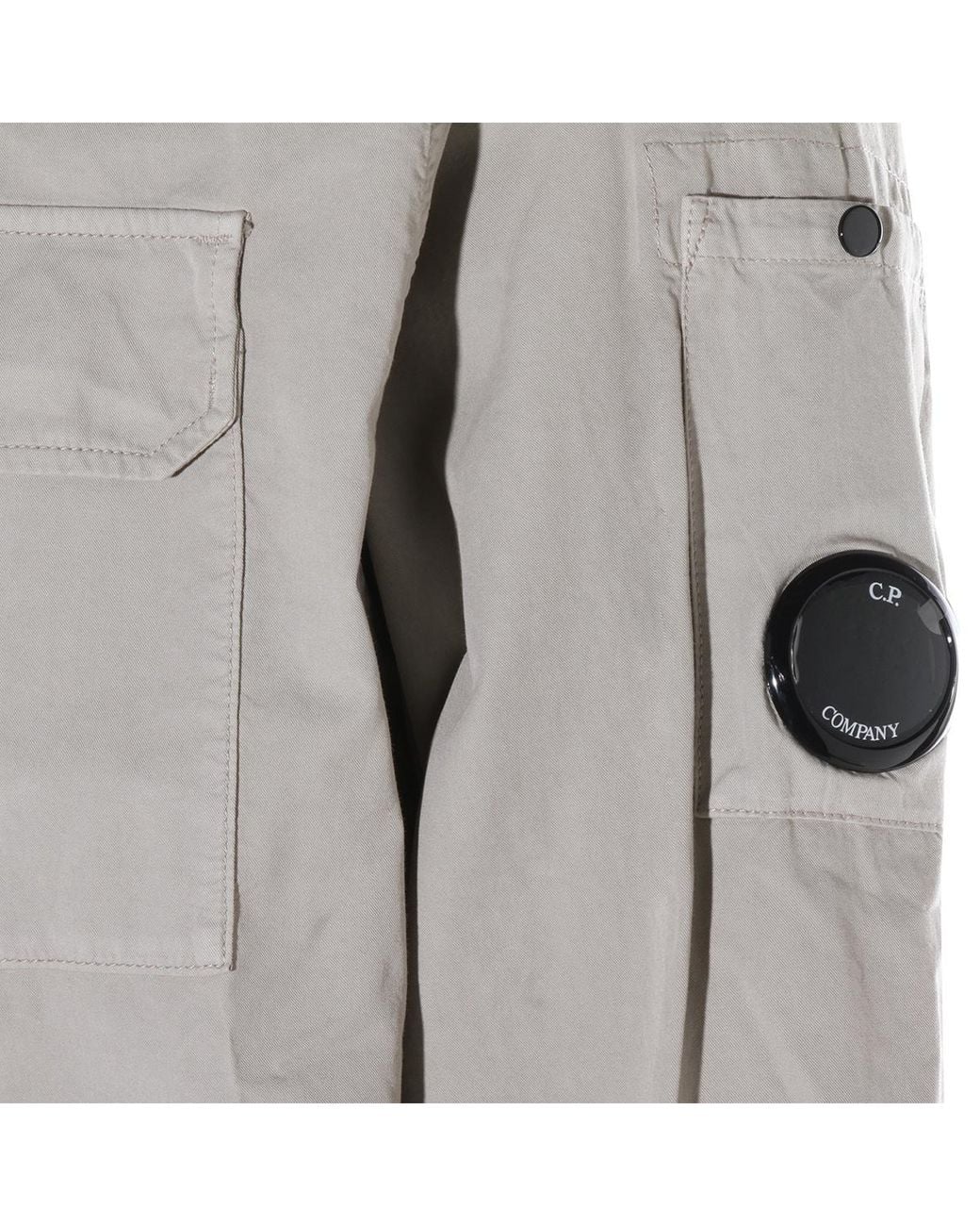 C P Company Gray Logo Plaque Zipped Shirt for men