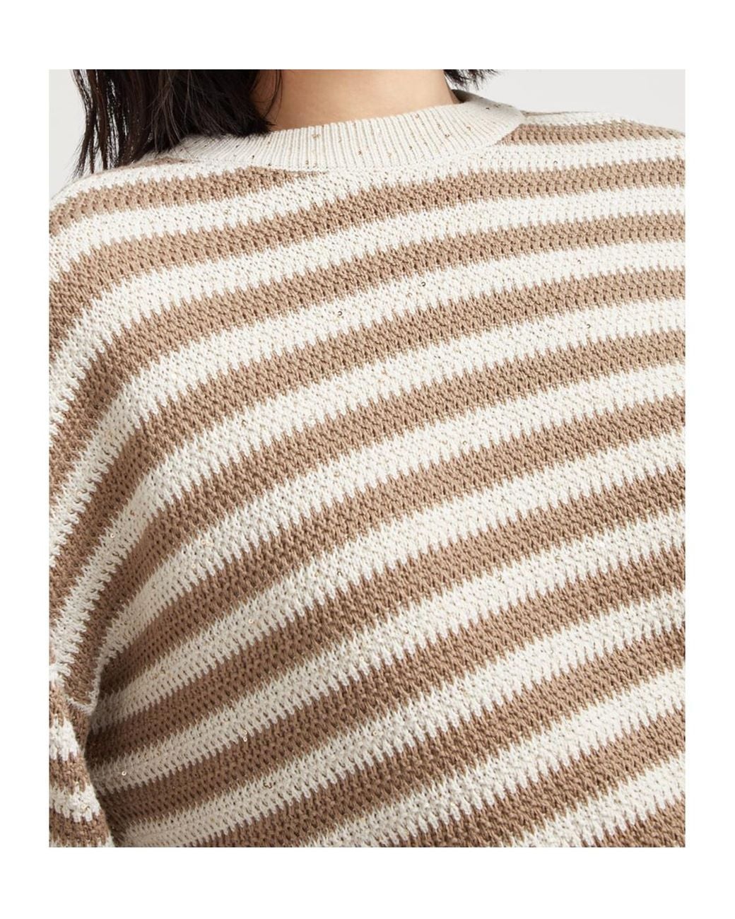 Brunello Cucinelli White Dazzling Striped Sweater