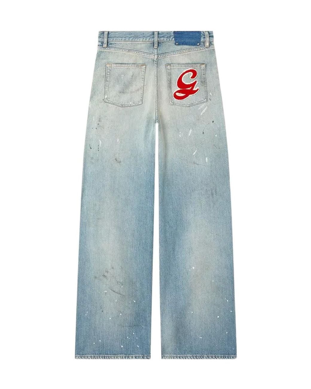 Golden Goose Deluxe Brand Blue Wide-Leg Distressed Jeans