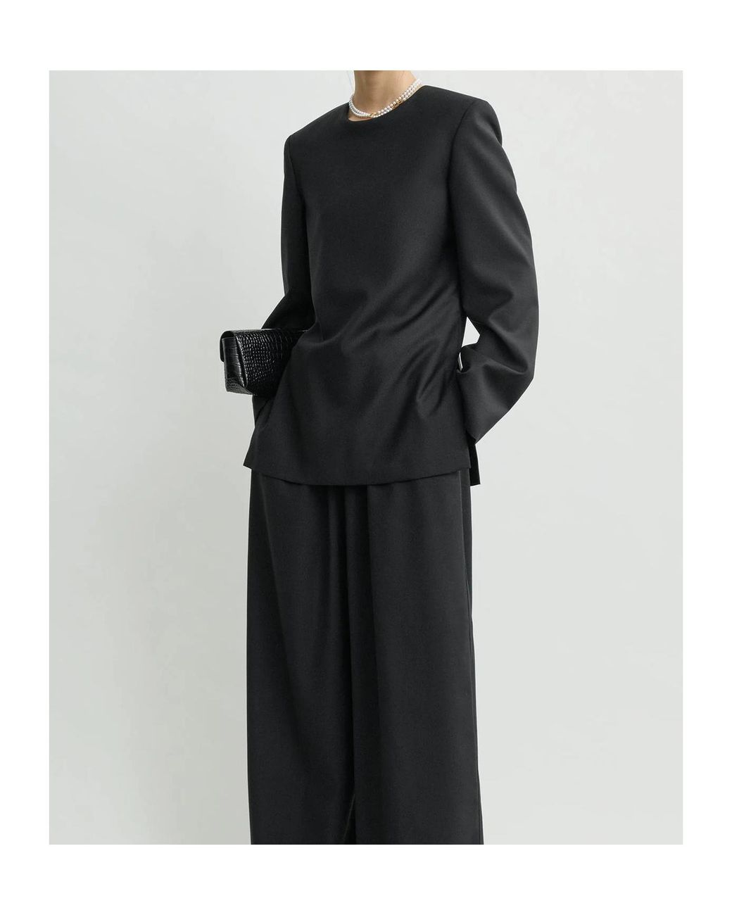 Totême Black Totême Structured Long Sleeved Top