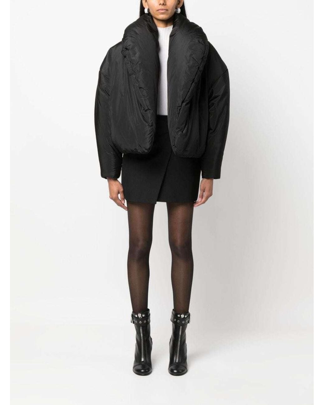 Saint Laurent Black Cropped Puffer Jacket