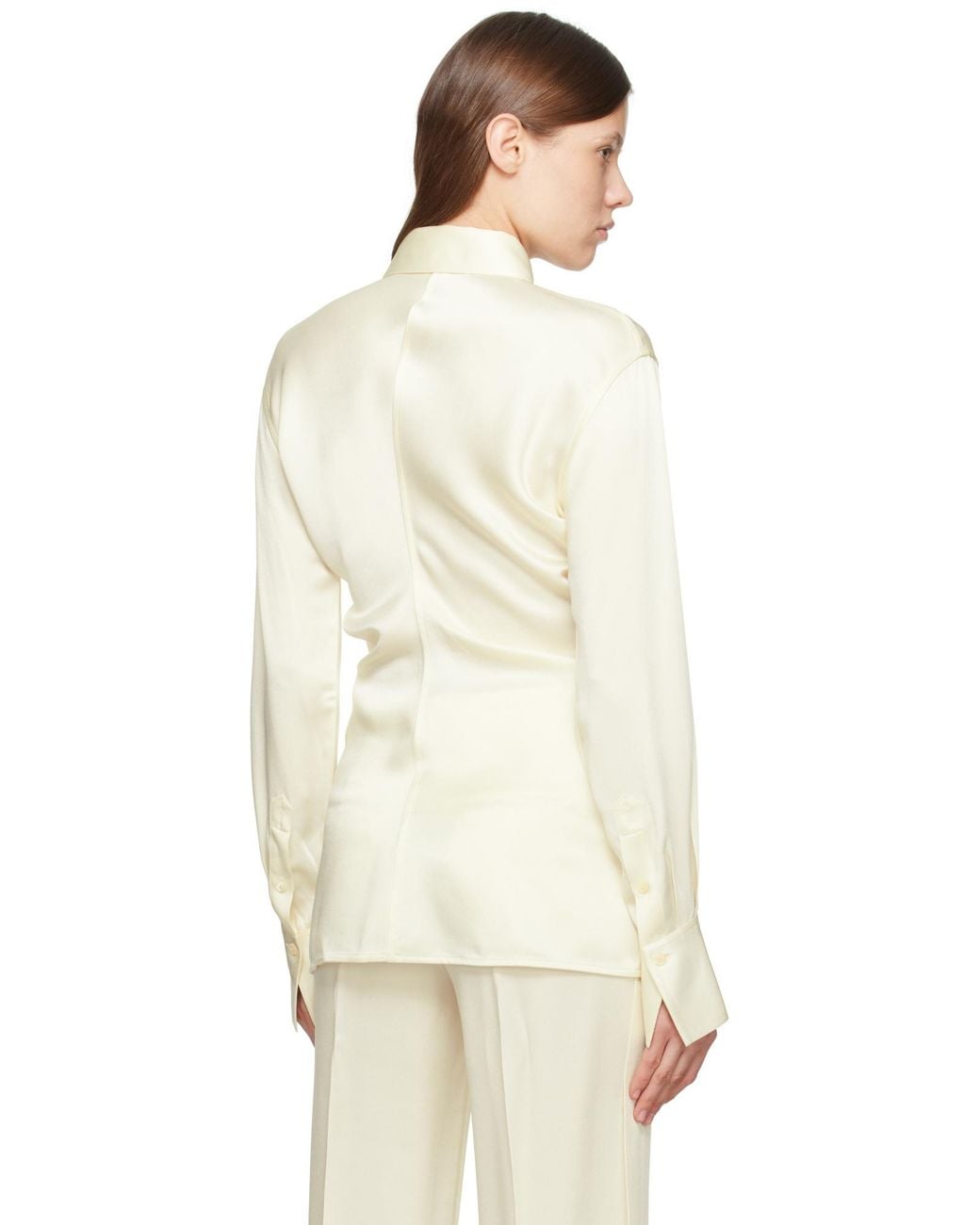 Totême White Totême Slouch-Waist Satin Shirt