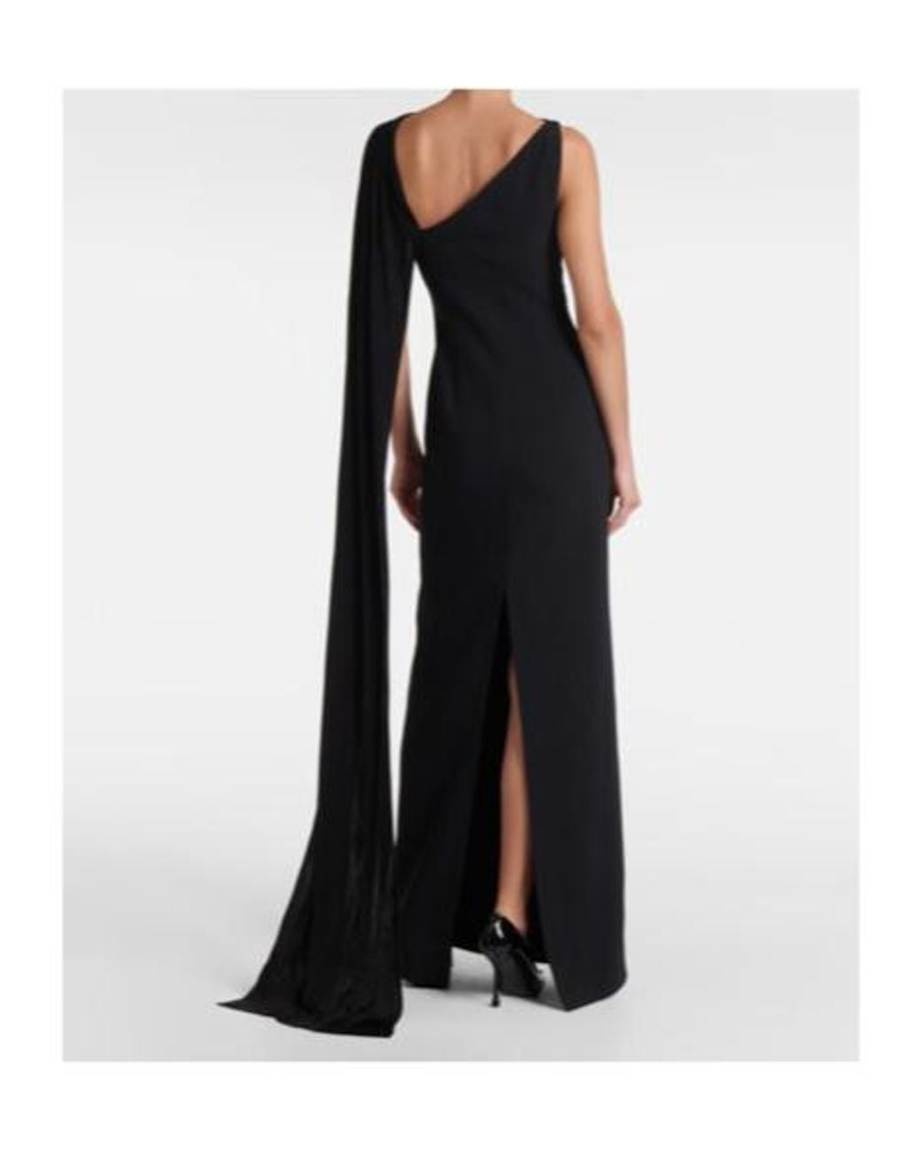 David Koma Black Draped Jersey And Tulle Gown