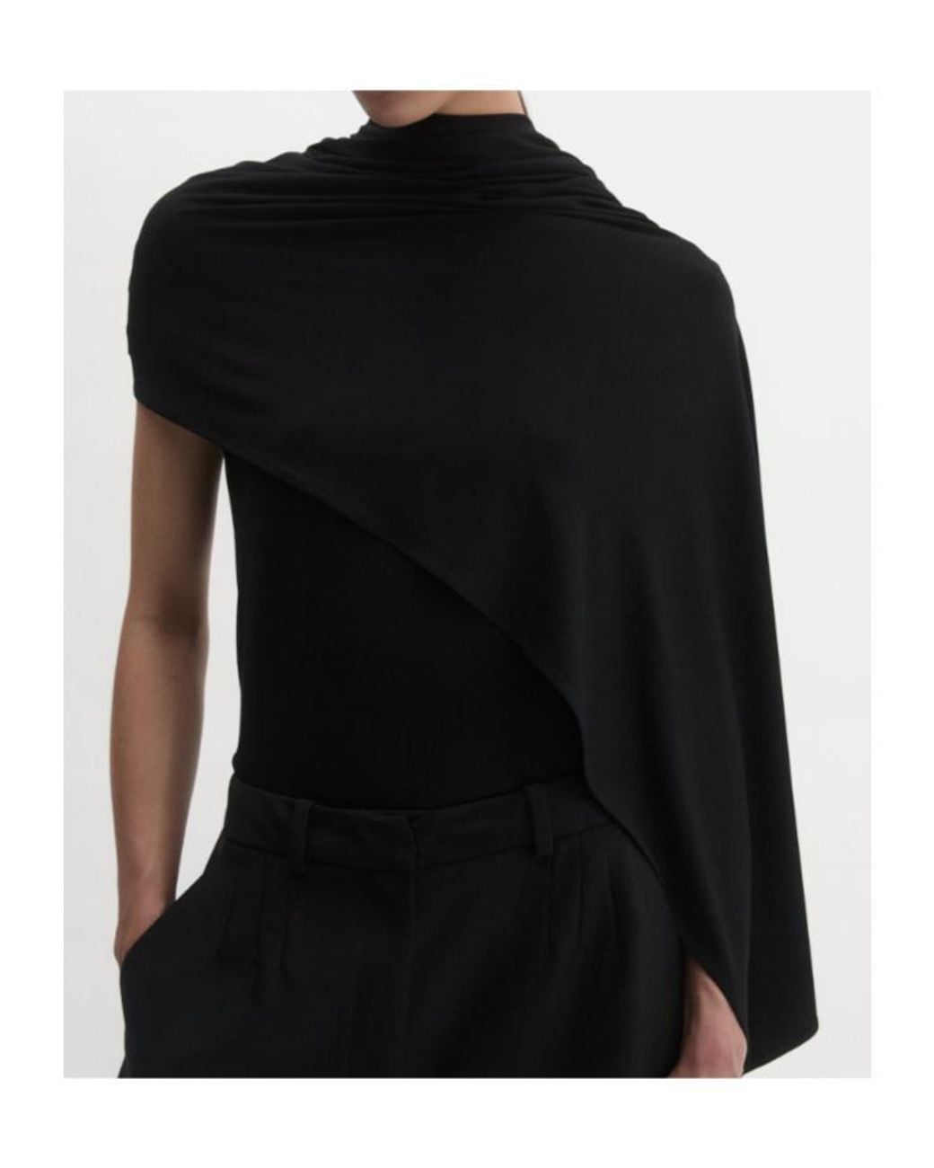 Magda Butrym Black Scarf Detailed Fitted T-Shirt
