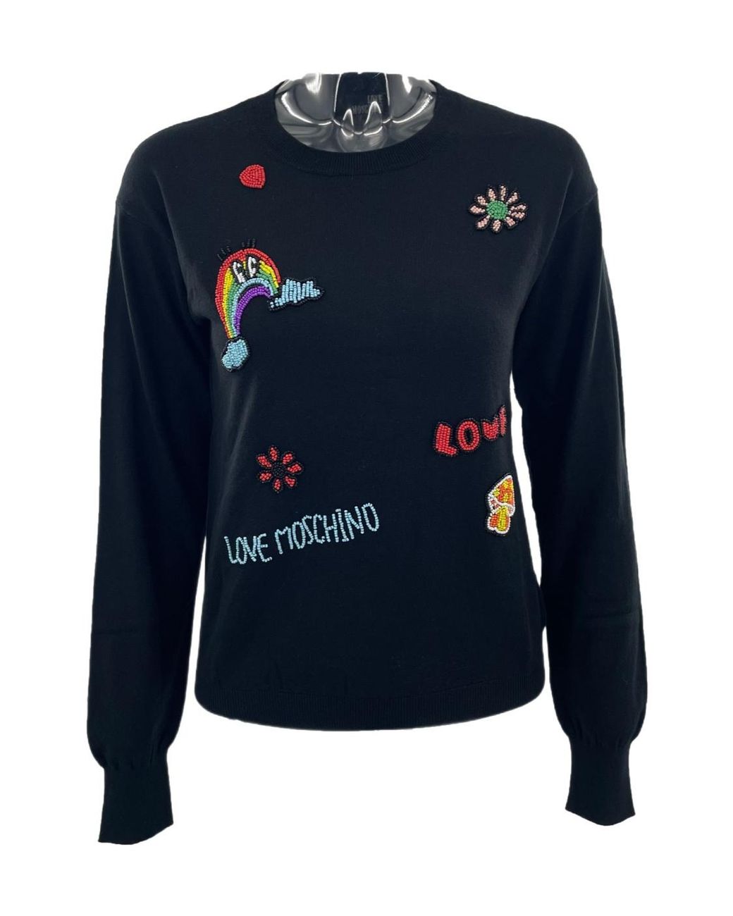 Moschino Blue Beaded Round-Necked Sweater