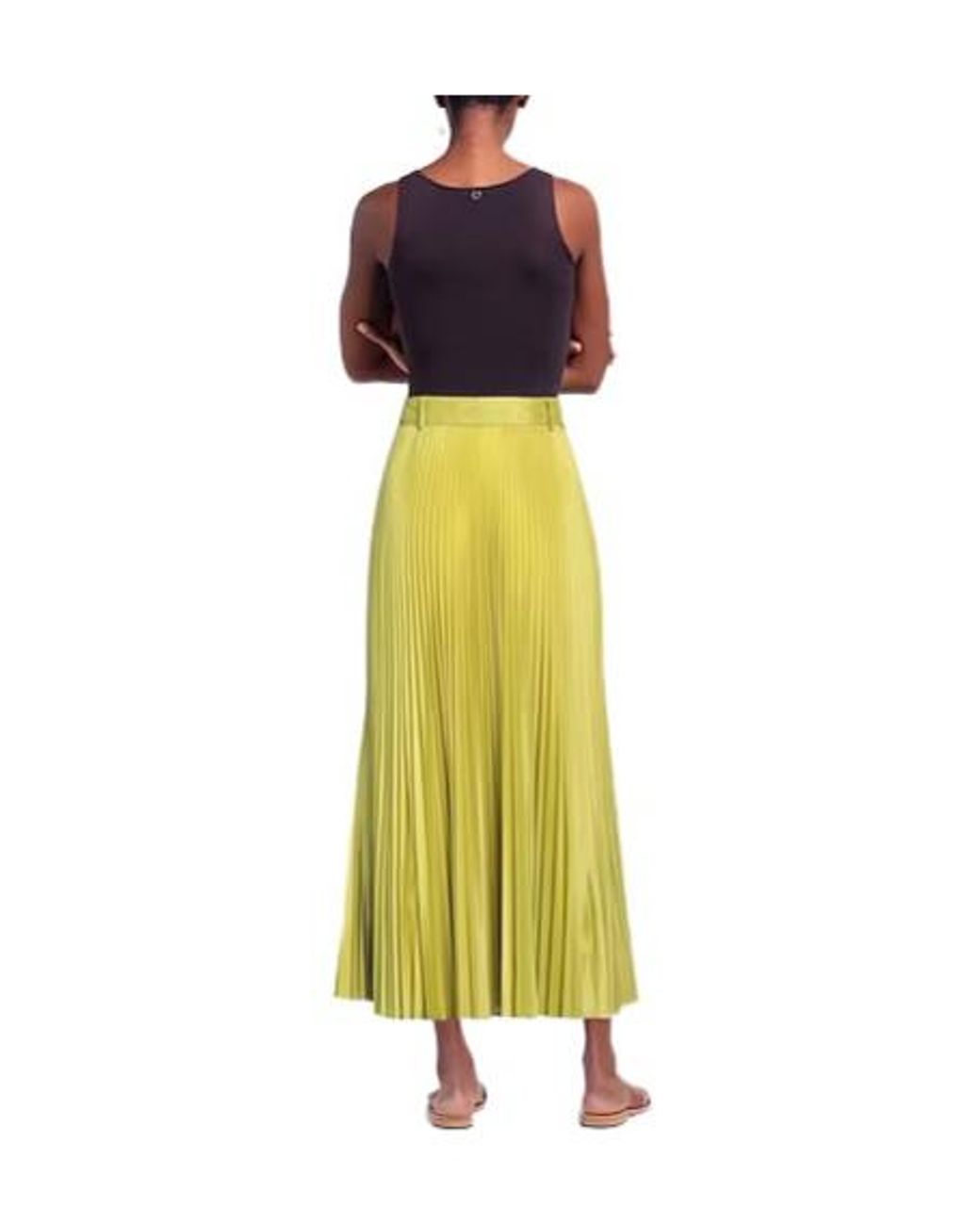 Max Mara Yellow Solid-Color Pleated Skirt
