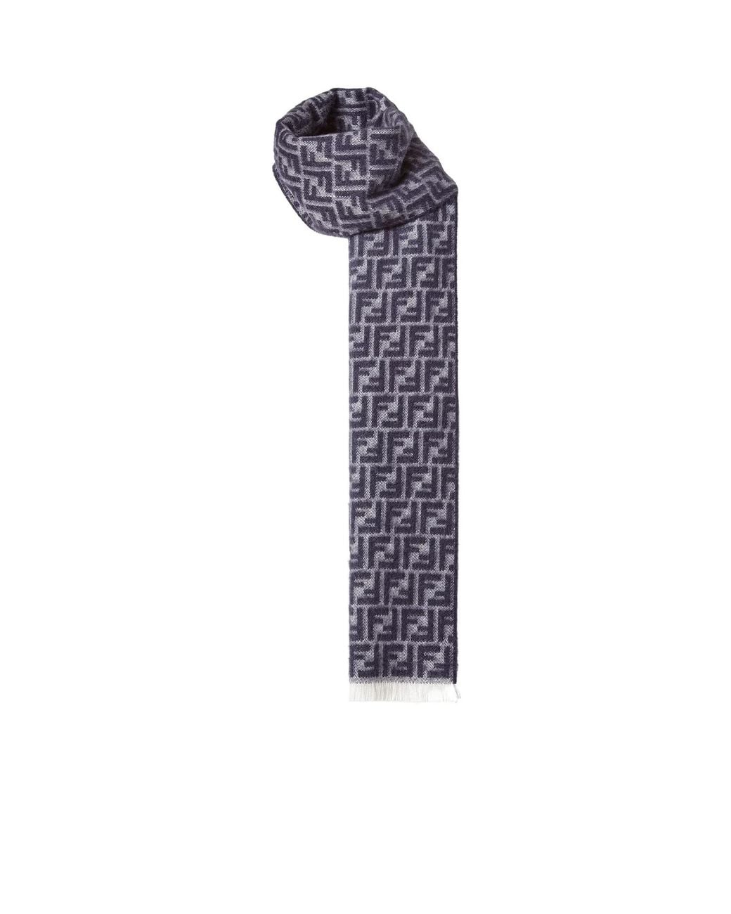 Fendi Purple Ff Logo Jacquard Fringed-Edge Scarf for men