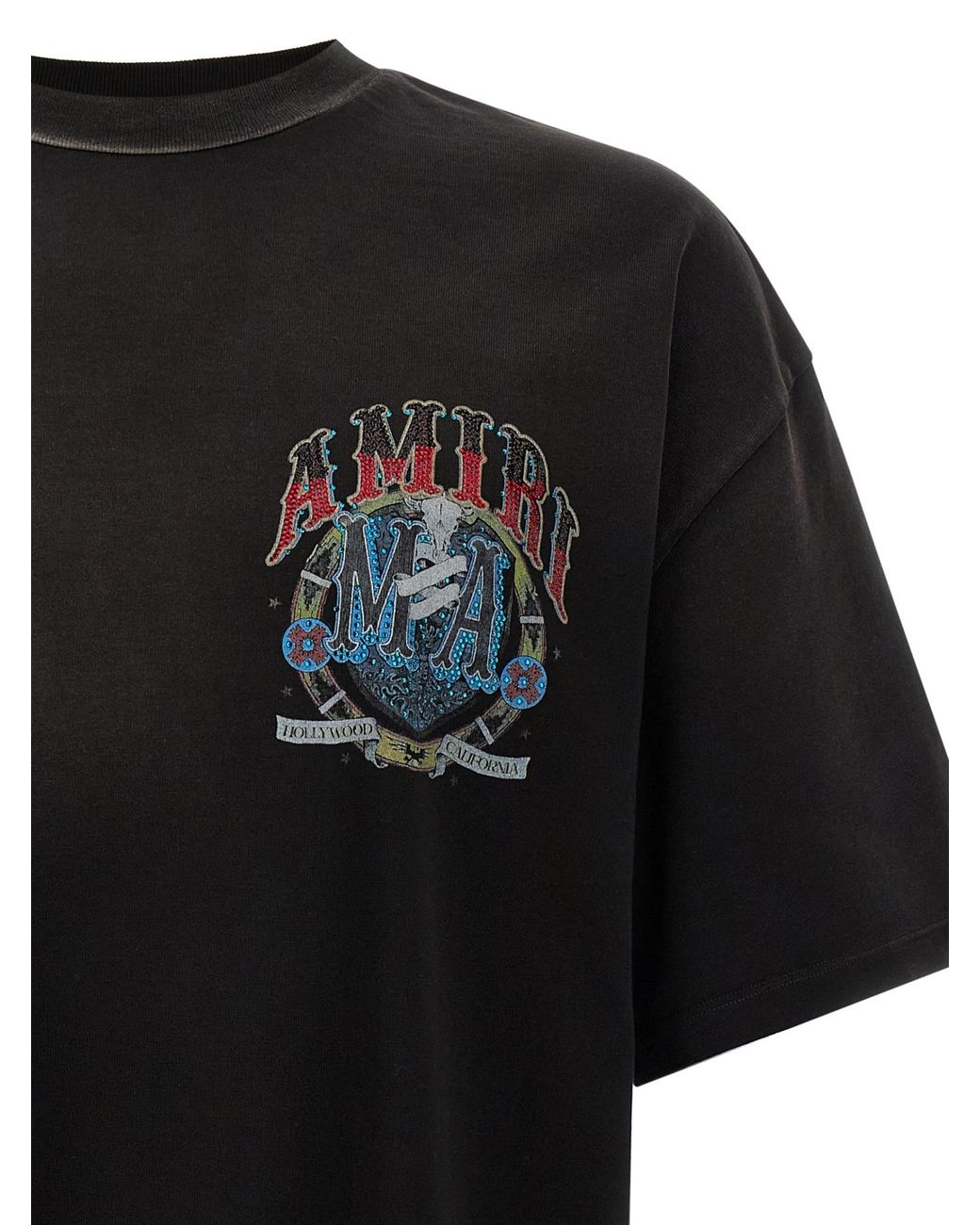 Amiri Black Crystal Logo Print T-Shirt for men