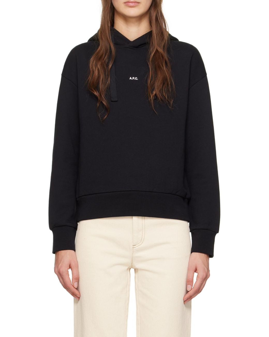 A.P.C. Black Logo Printed Drawstring Hoodie