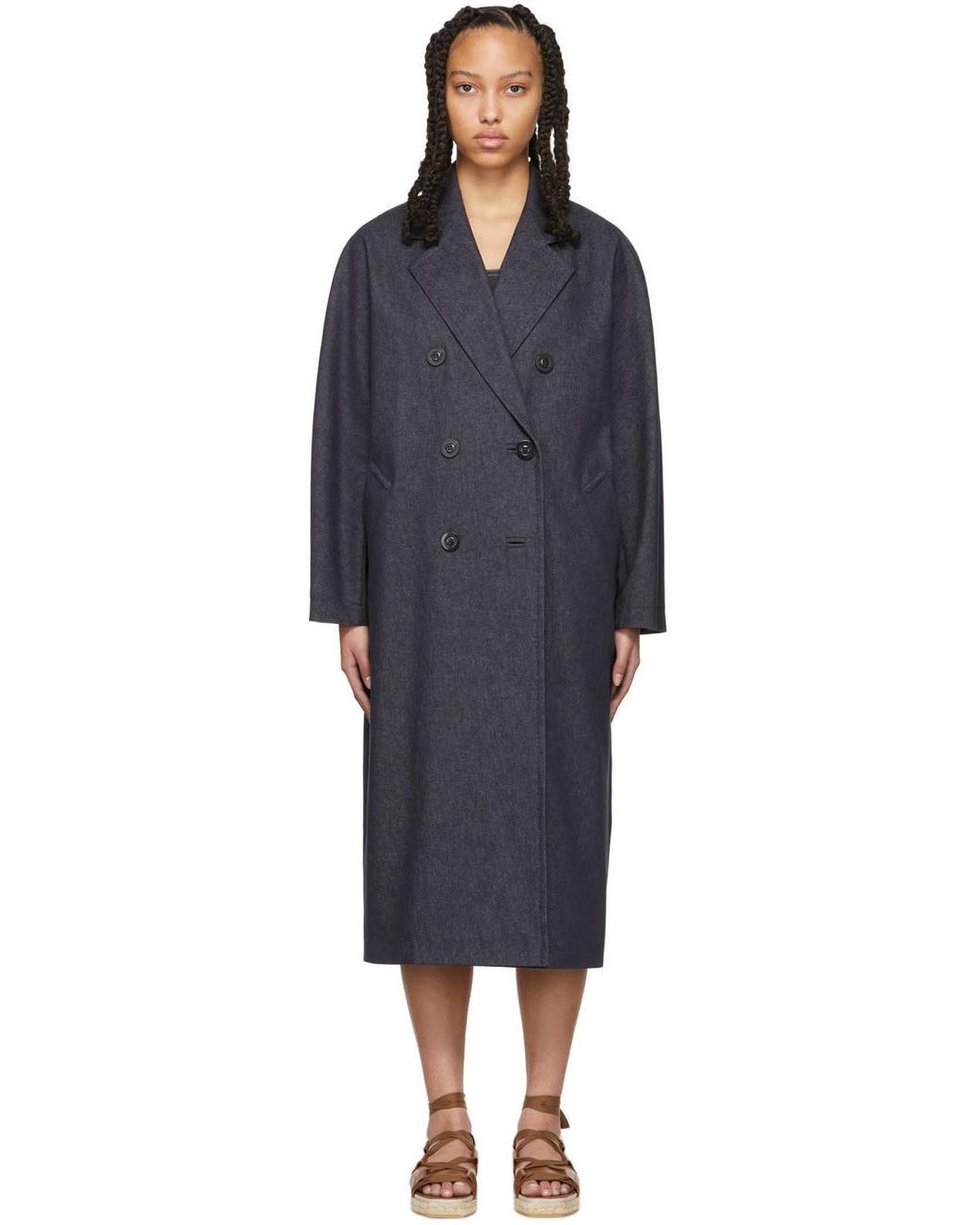 Max Mara Blue Denim Logo Coat