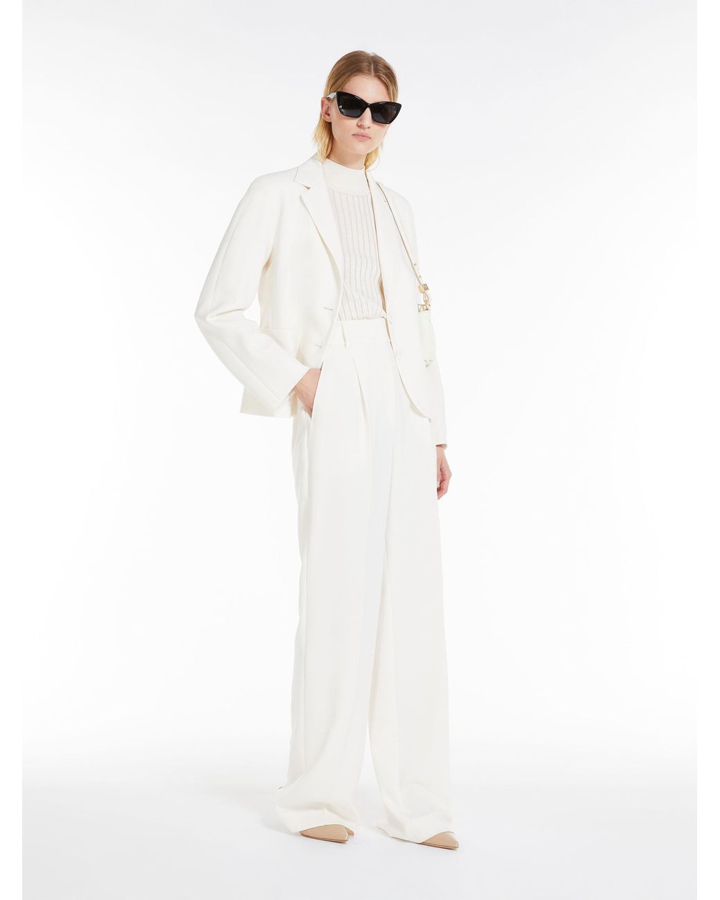 Max Mara White Studio Single-Breasted Long-Sleeved Jacket