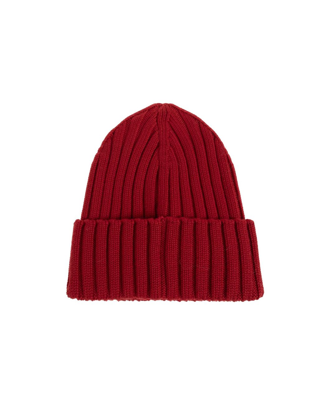 Moncler Red Logo Patch Knitted Beanie Hat