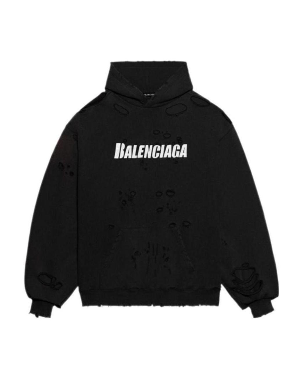 Balenciaga Black Caps Destroyed Hoodie for men