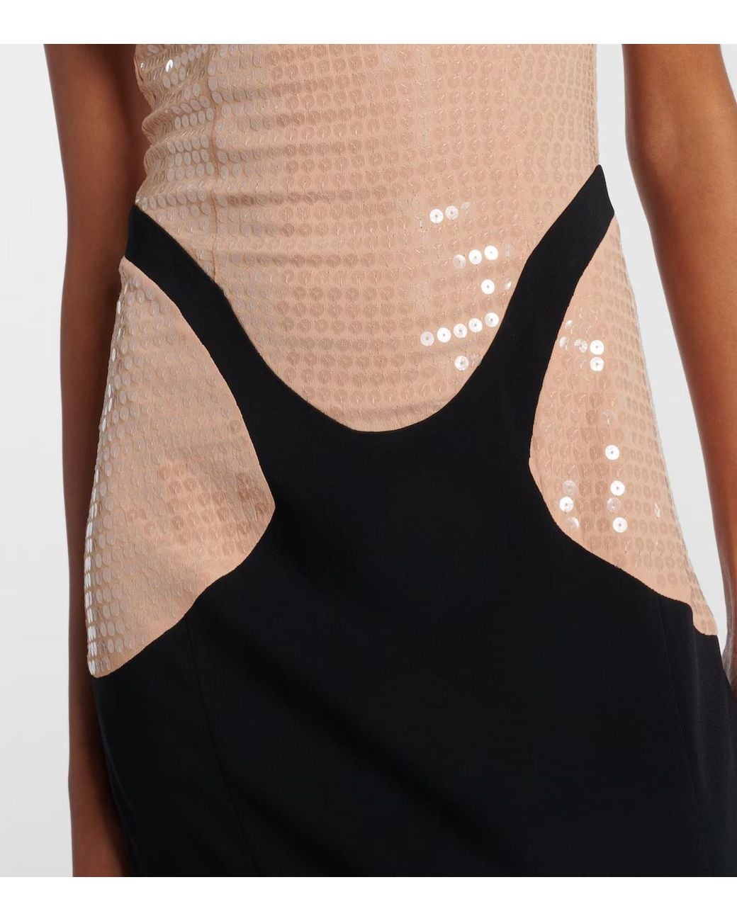 Mugler Black Sequin Ruffle Dress