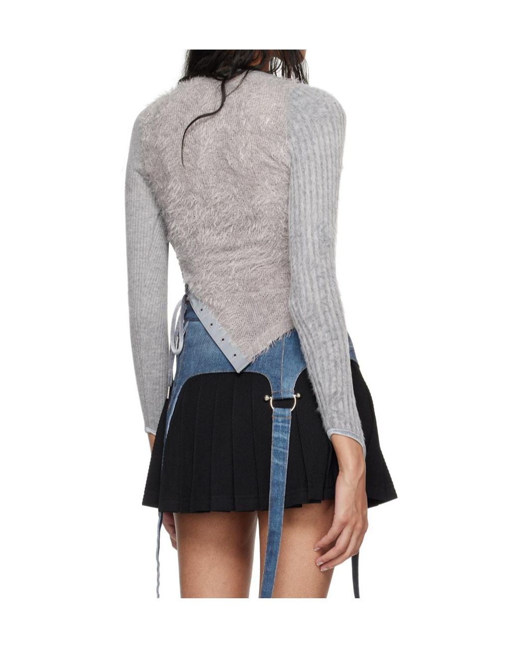 ANDERSSON BELL Gray Hairy Cutout Sweater