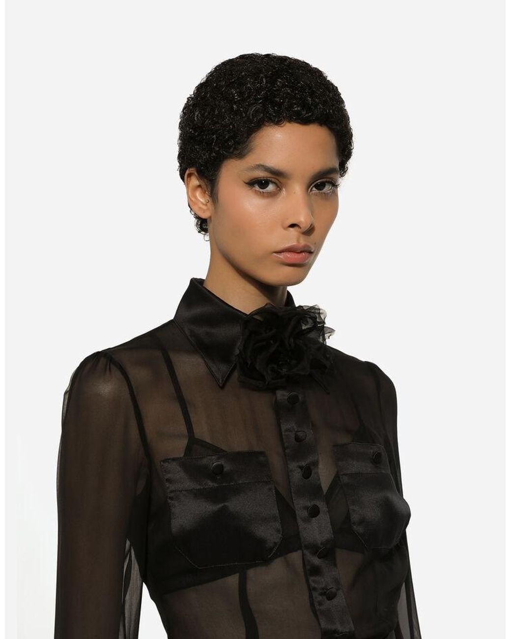 Dolce & Gabbana Black Chiffon Shirt Dress