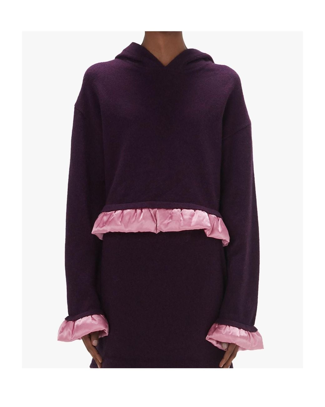 J.W. Anderson Purple Jw Anderson Satin Detailed Cropped Hoodie