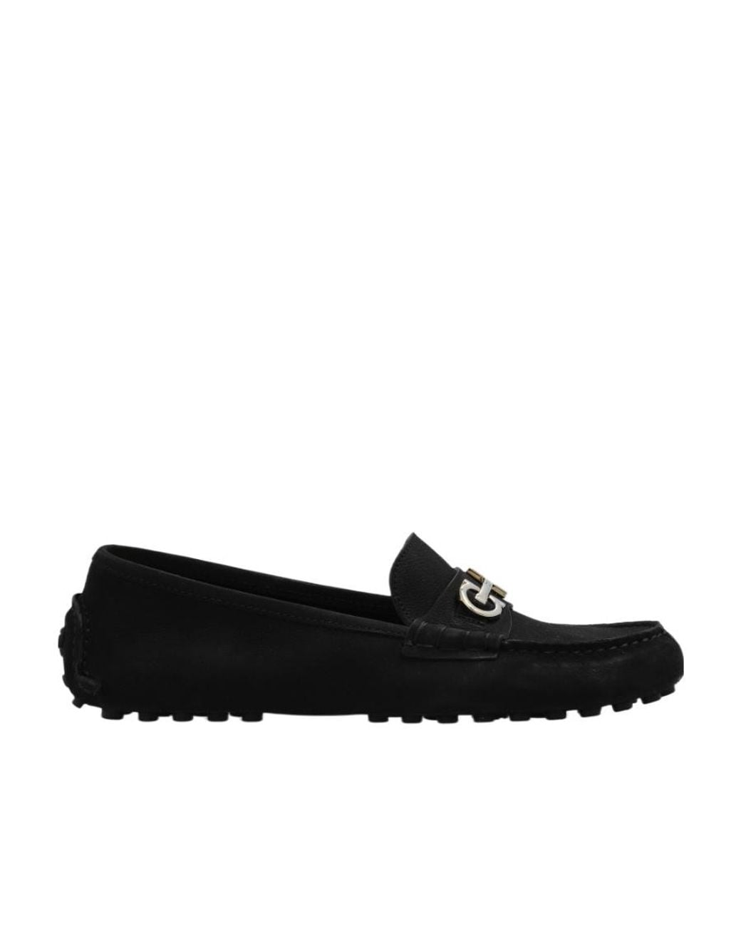 Ferragamo Black Logo Plaque Loafers