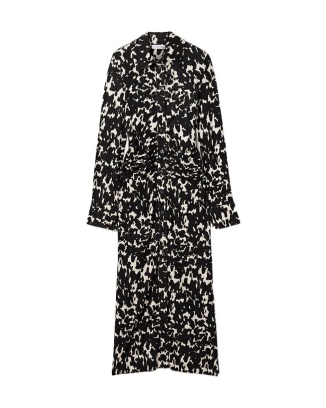 Altuzarra White Ruched Printed Crepe-Jersey Midi Dress