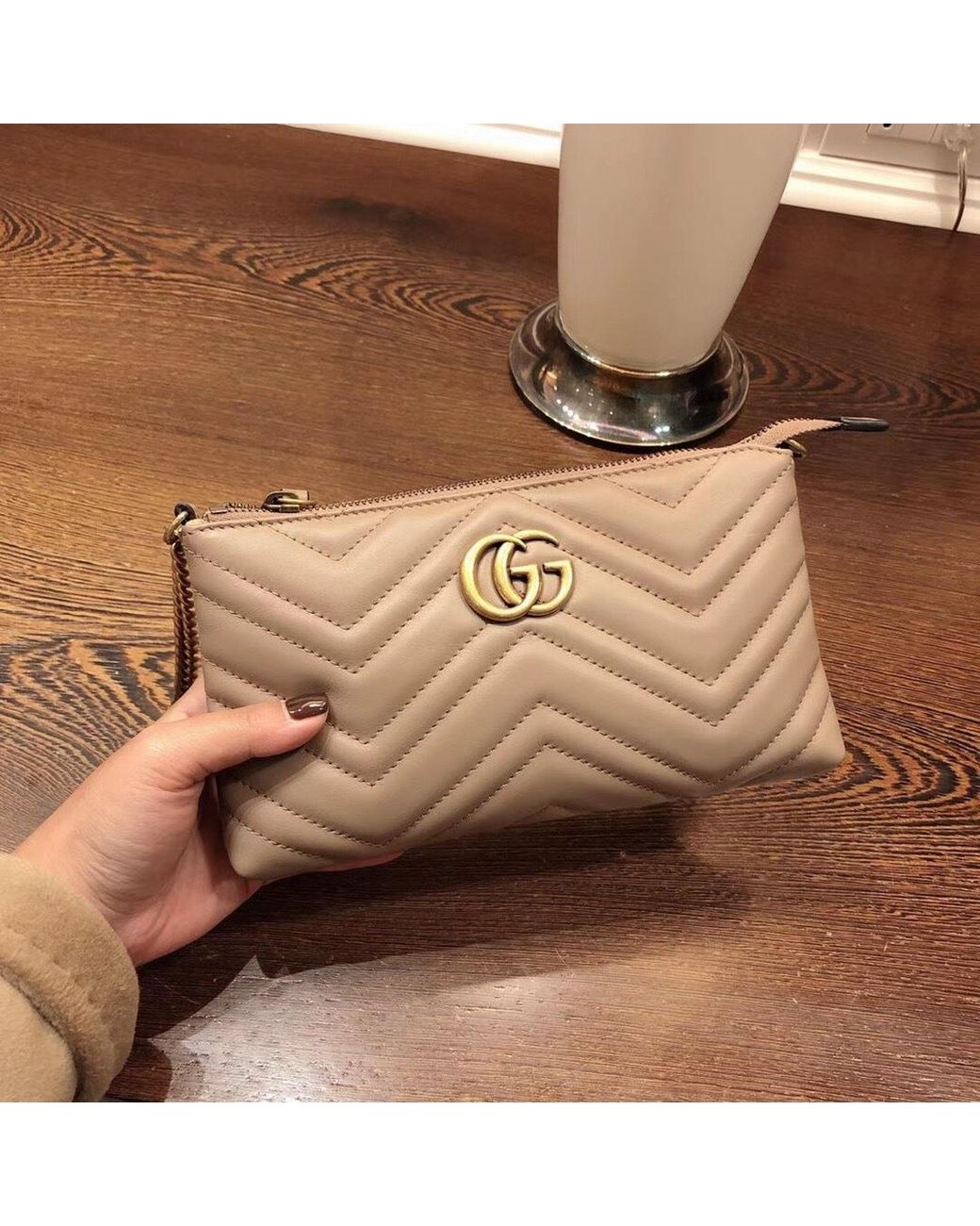 Gucci Natural Gg Marmont Mini Chain Bag