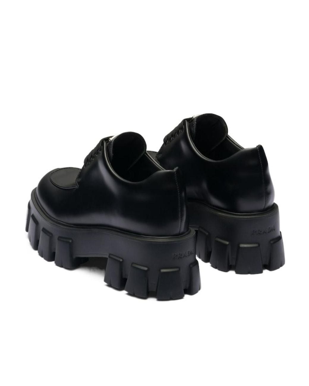 Prada Black Monolith Brushed Leather Lace-Up Shoes