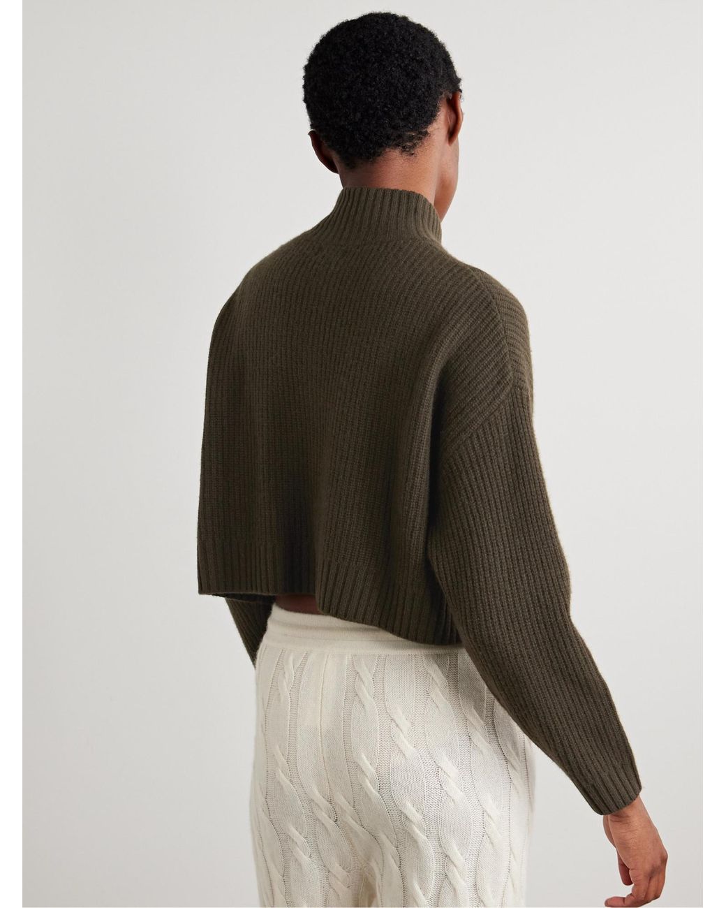 Staud Green Cashmere Short Sweater