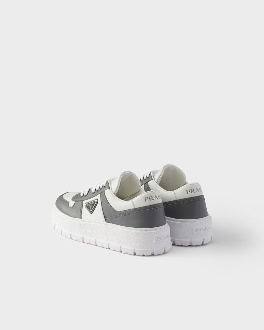 Prada Gray Leather Sneakers for men
