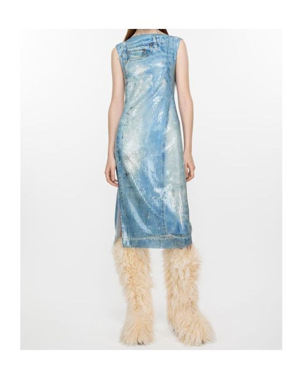 Acne Blue Printed Sequin Dress