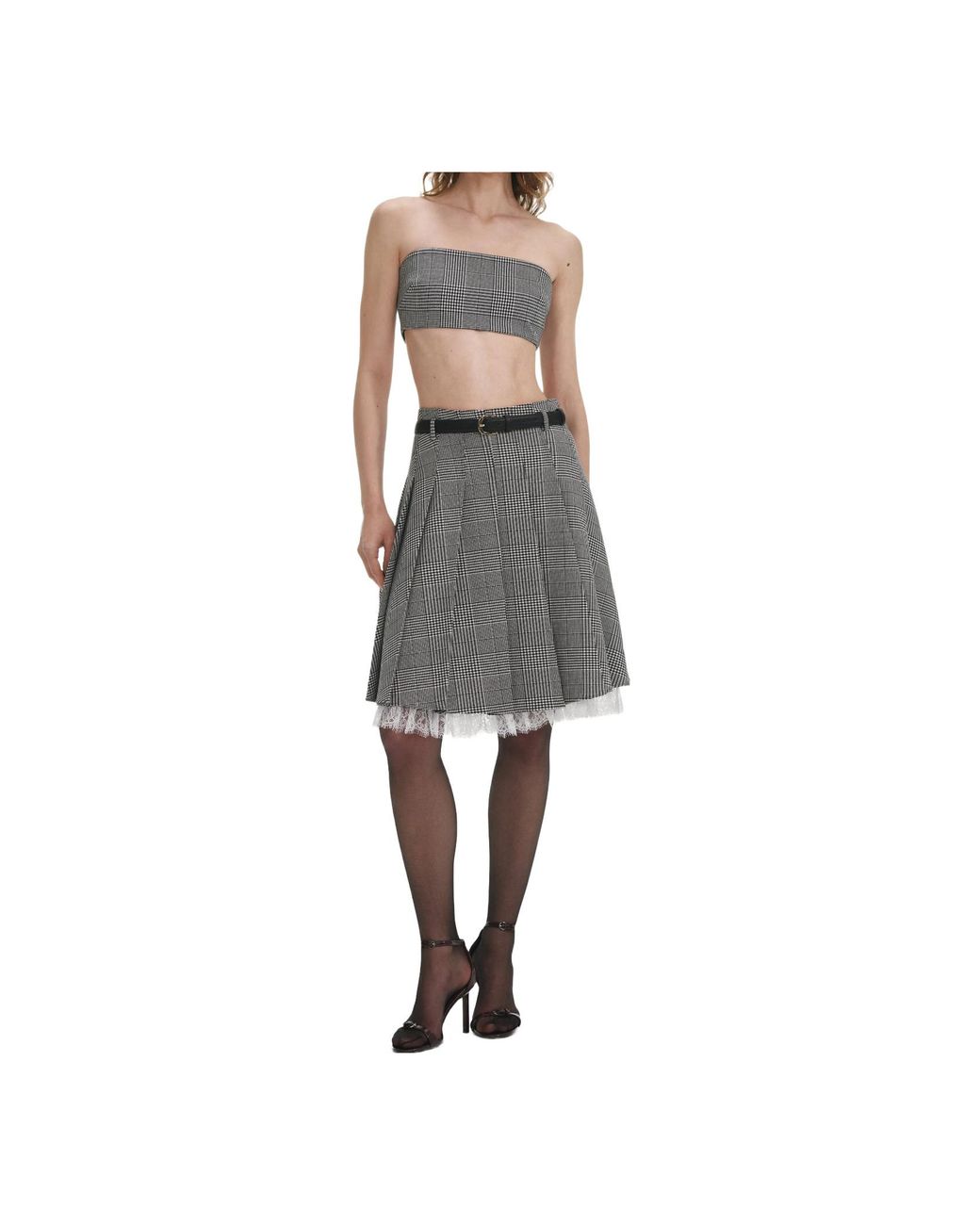 Self-Portrait Gray Prince Of Wales-Check Skirt