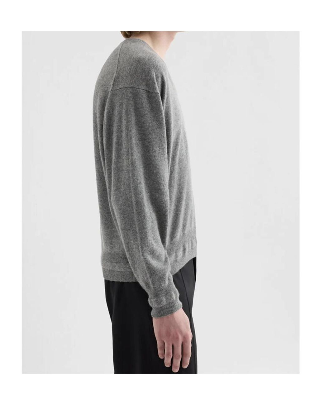 Jil Sander Gray V-Neck Knitted Sweater for men