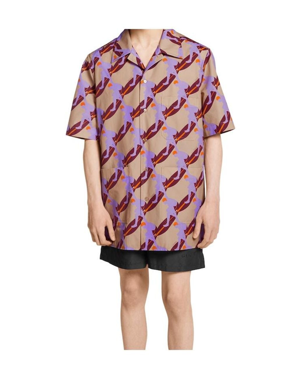Gucci Red Graphic Print Short-Sleeve Shirt for men