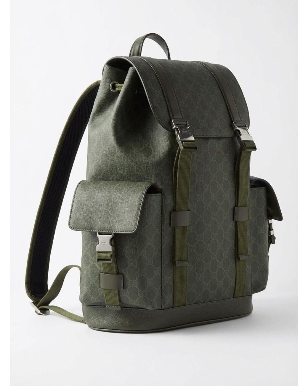 Gucci Gg Monogram Large Backpack in Green for Men | Lyst