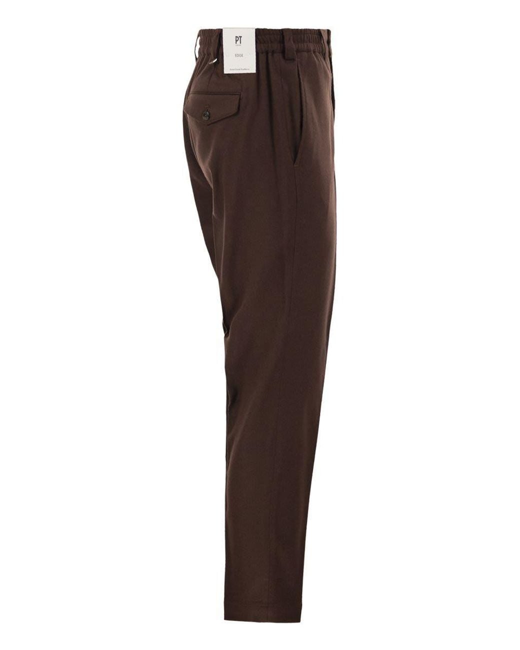 Pt Pantaloni Brown Casual Trousers With Belt Loops for men