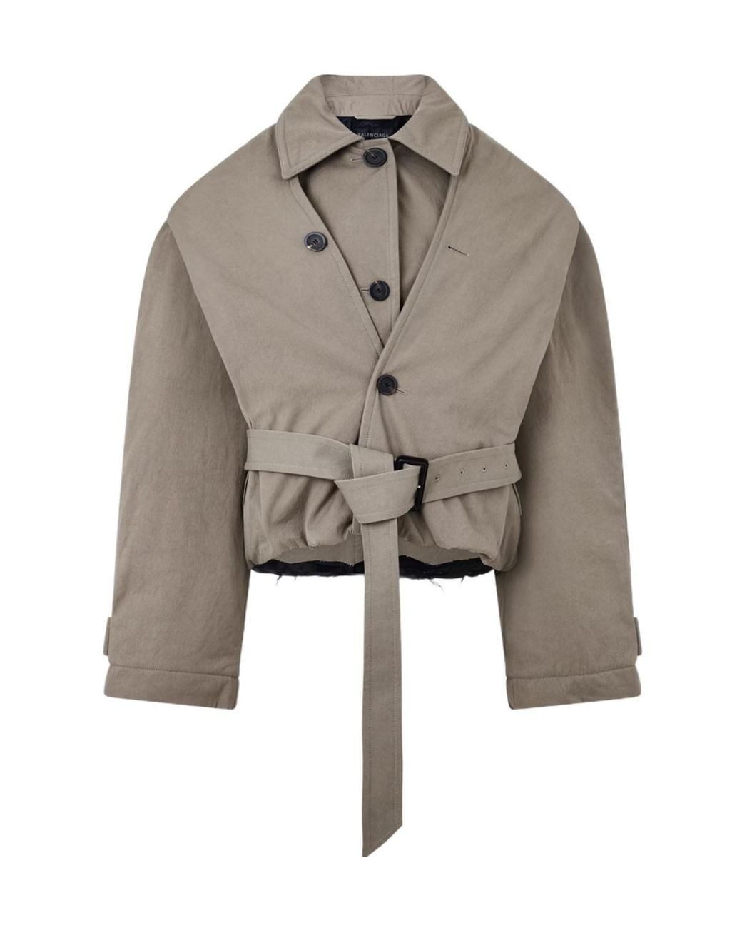 Balenciaga Gray Hooded Trench Coat