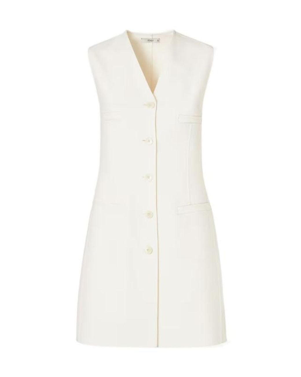 Fendi White Ivory Wool Dress