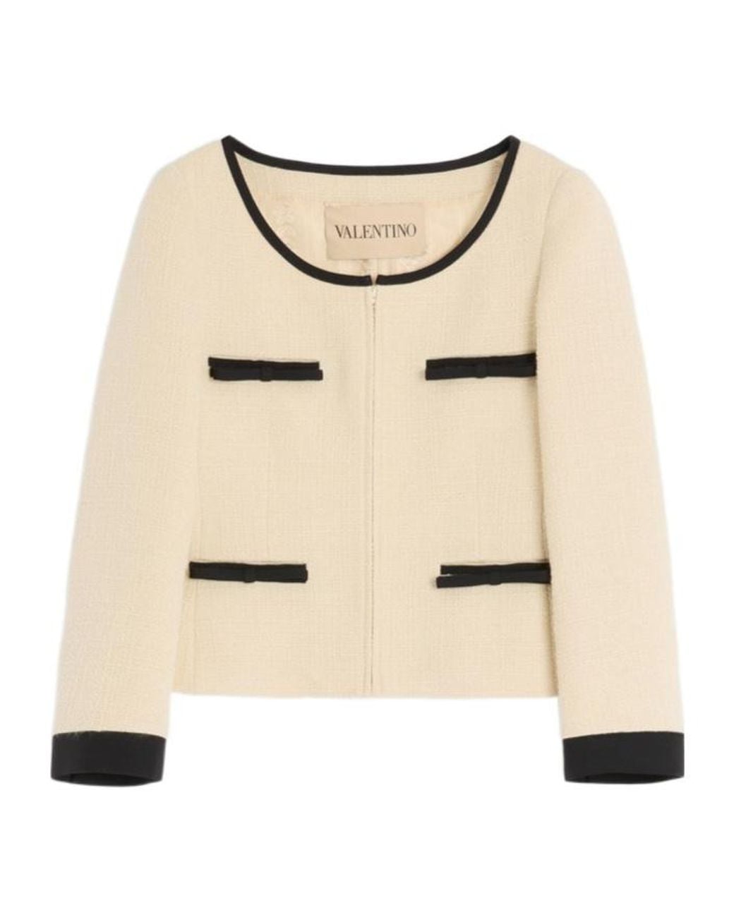 Valentino Natural Bow Detailed Tweed Jacket