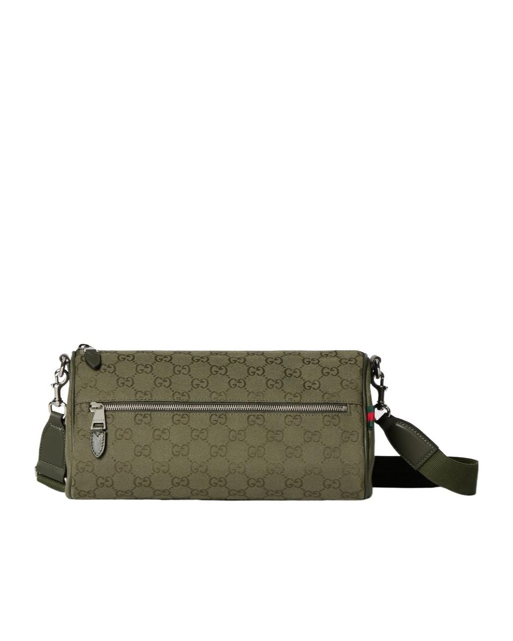 Gucci Green Gg Monogrammed Cylinder Duffle Bag for men