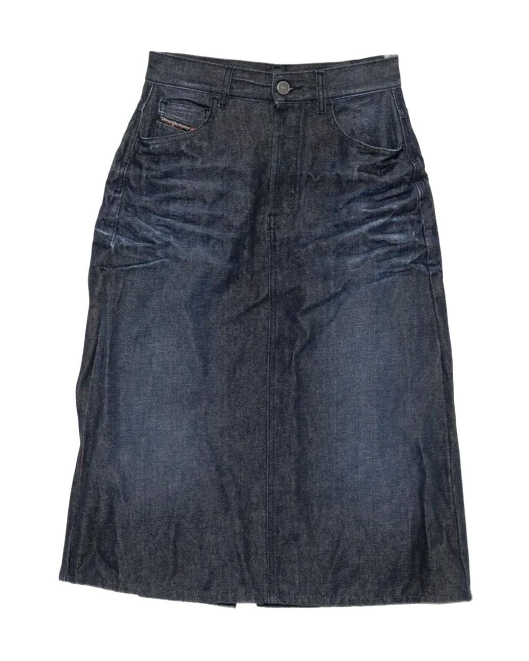 DIESEL Blue Back Slit Midi Skirt