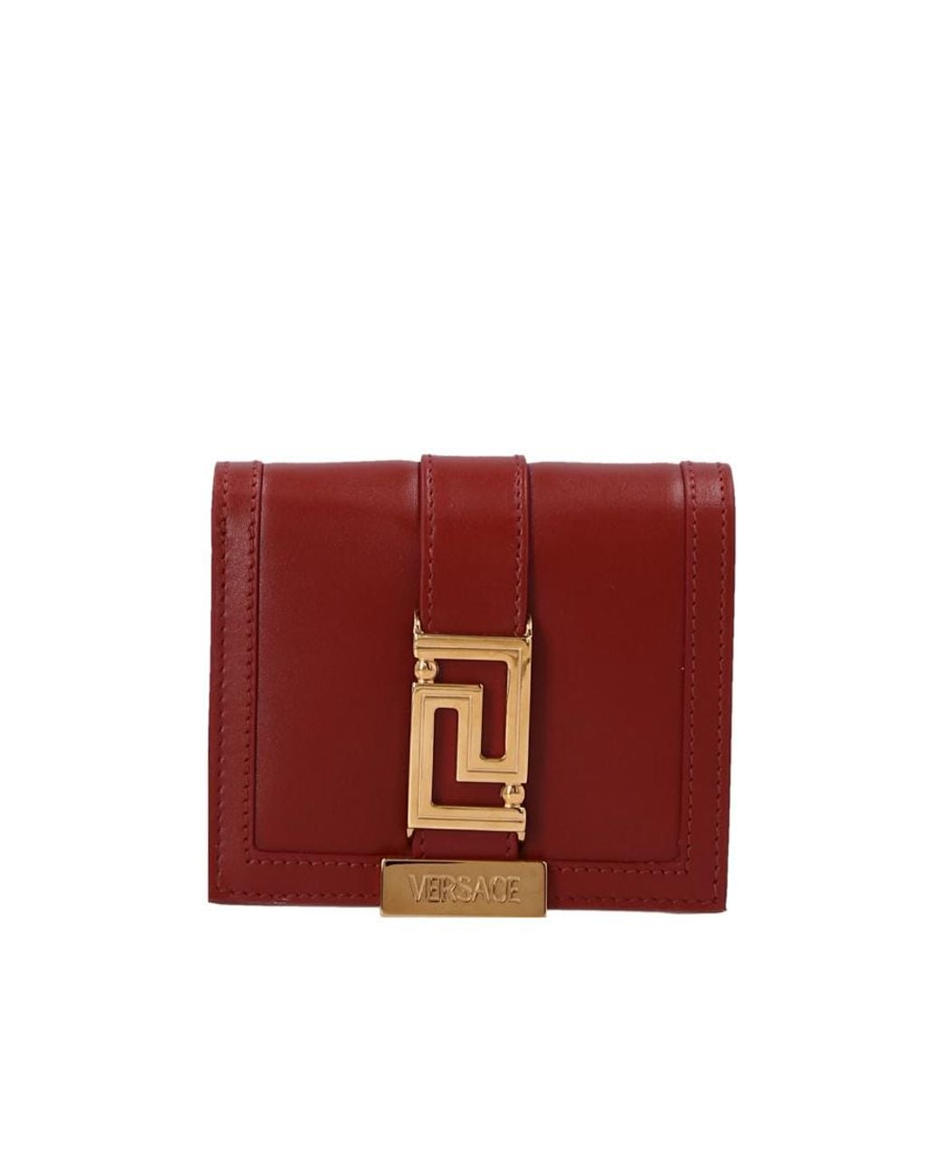 Versace Red Greca-Plaque Detail Wallet