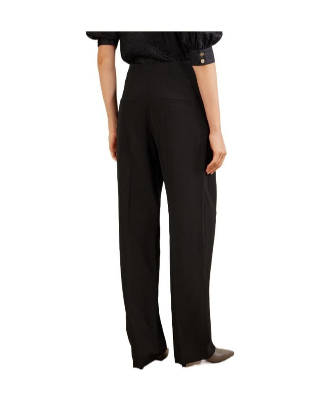 Veronica Beard Black High-Waisted Straight-Leg Pants