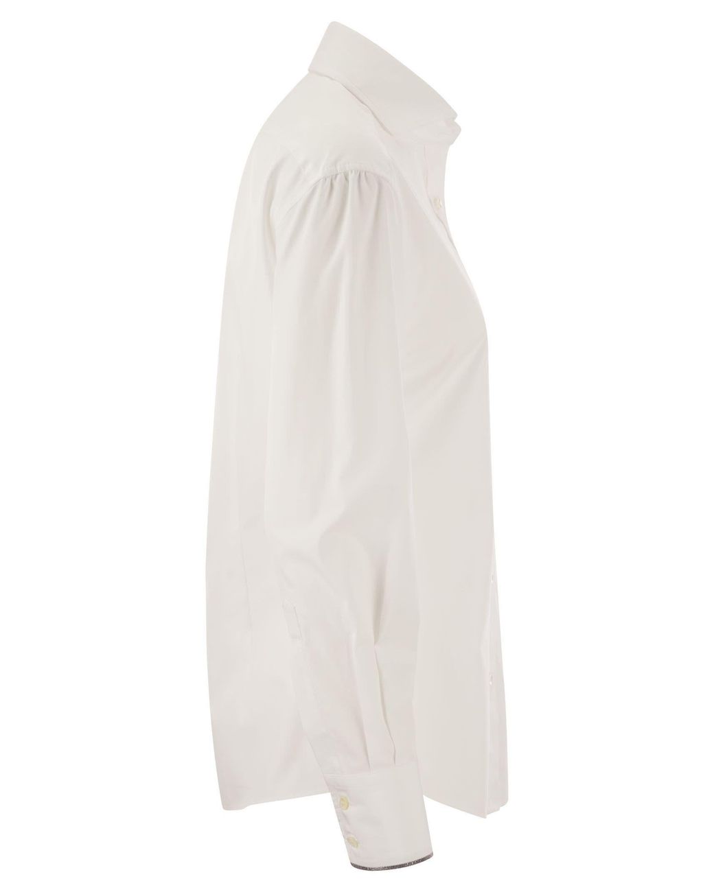 Brunello Cucinelli White Long-Sleeved Button-Up Shirt