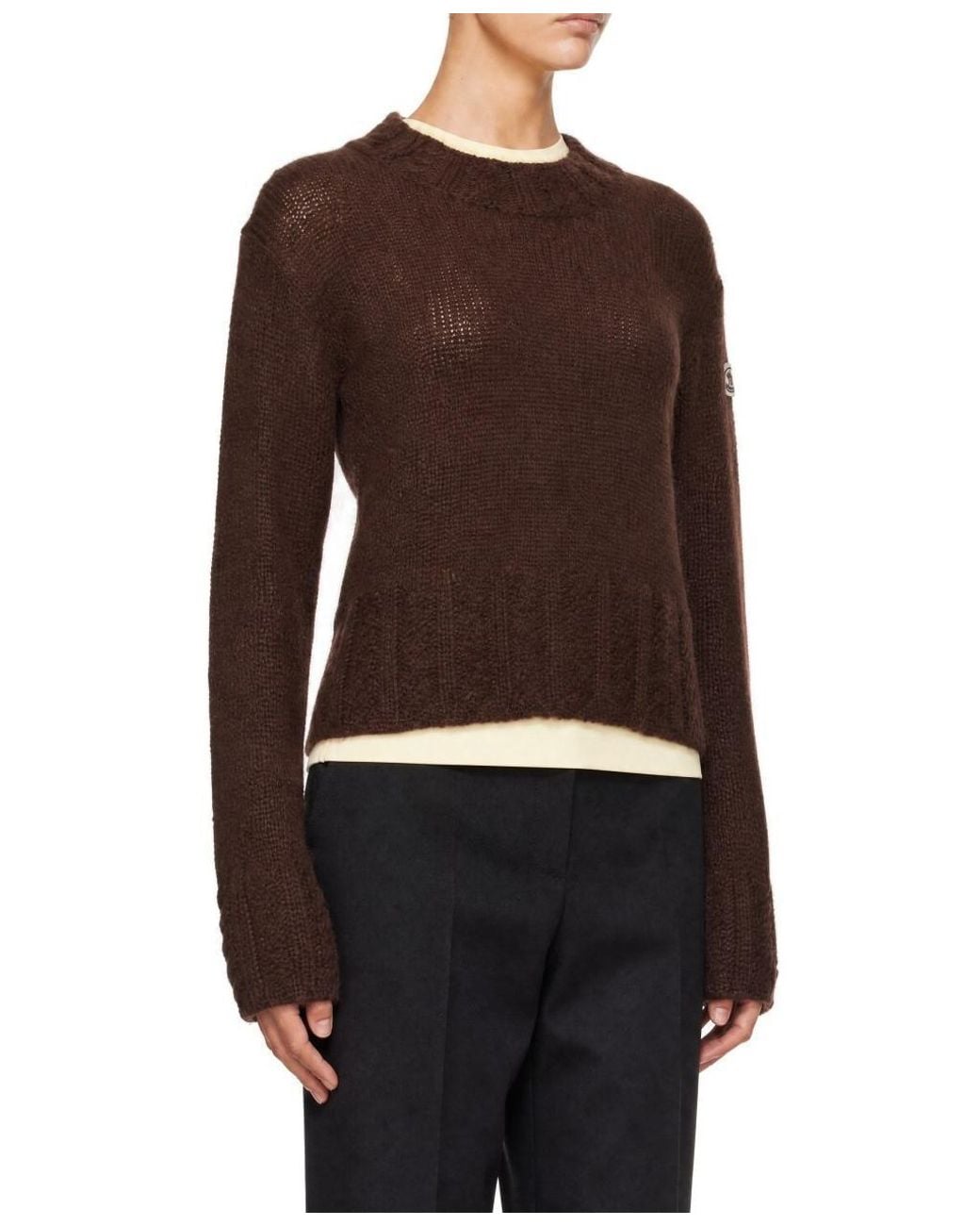 Moncler Brown Cable-Knit Mock-Neck Sweater