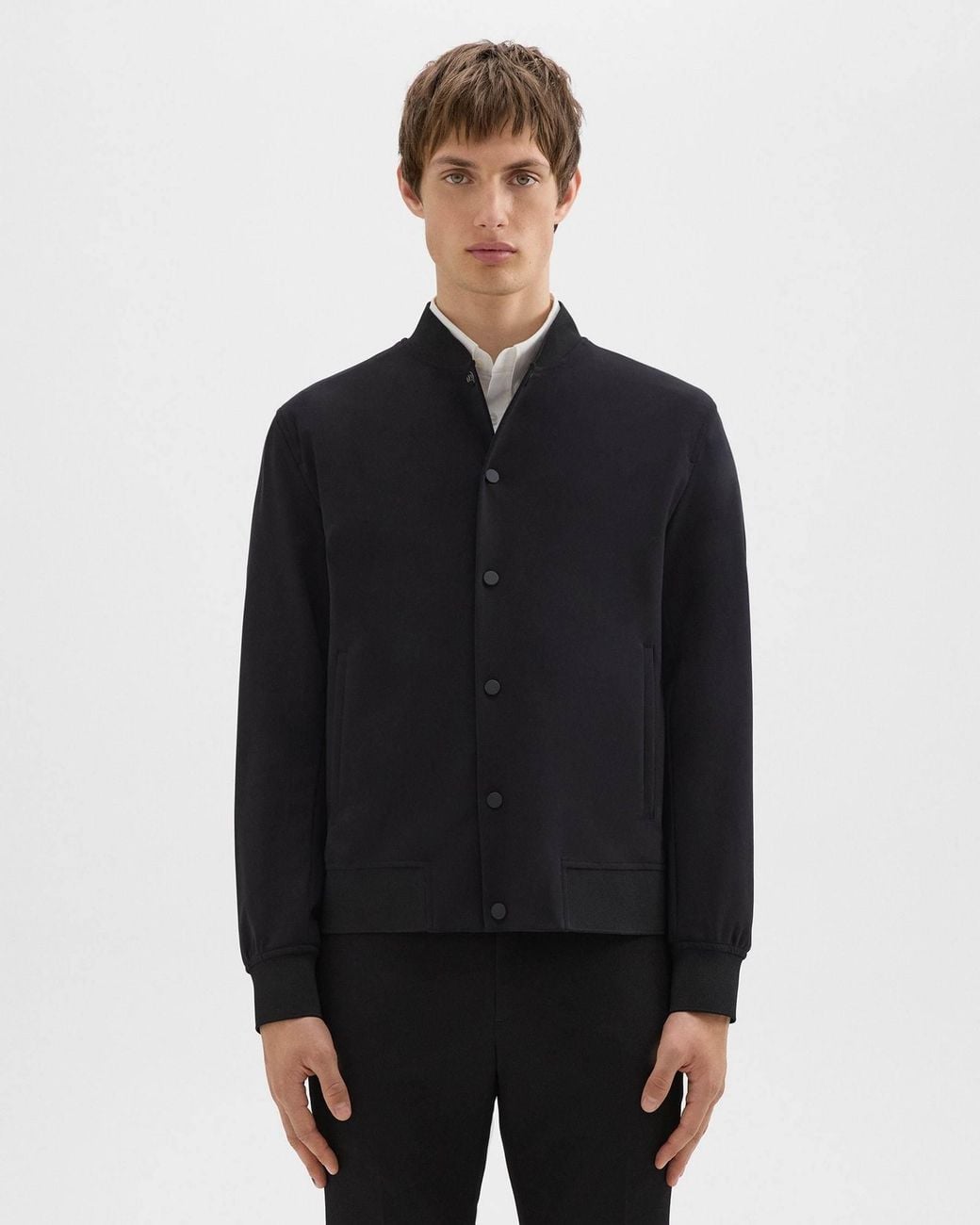 Theory Blue Button-Up Bomber Jacket for men